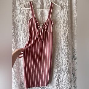 Pink and White Striped Mini Dress